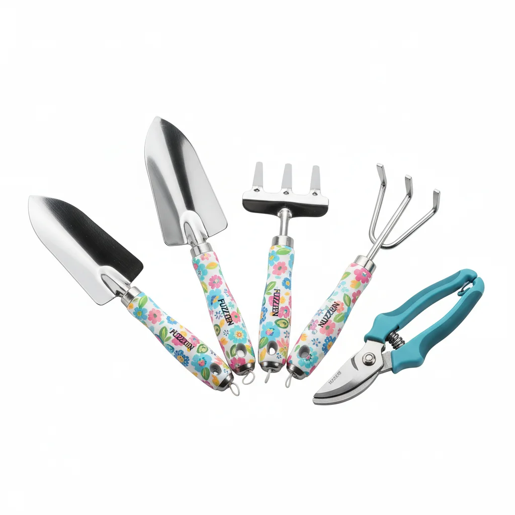 FUZHEN 5 Pieces Garden Tools with Floral Print