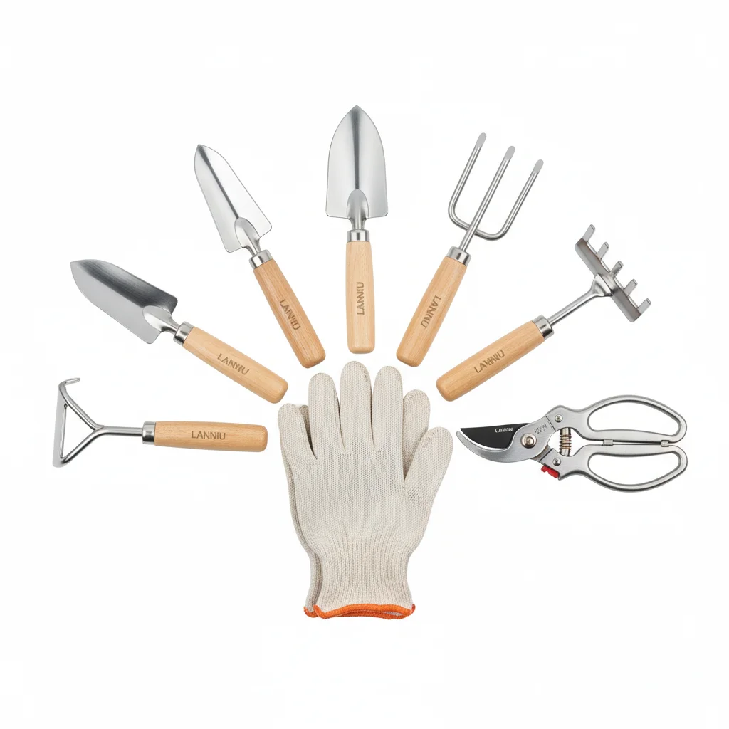 LANNIU 7 Piece Stainless Steel Gardening Tool Set