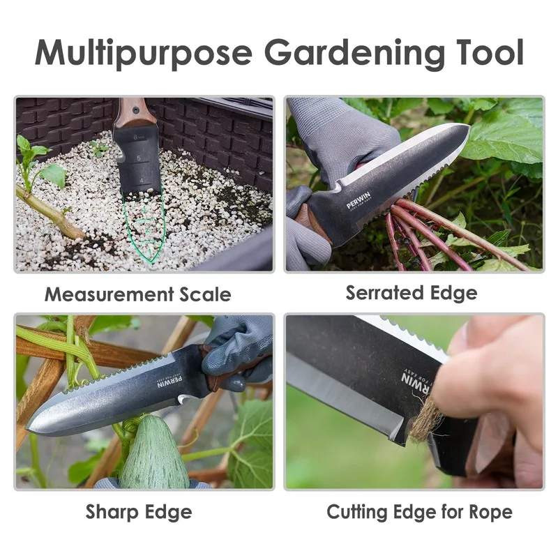 PERWIN Hori Hori Garden Knife with Sheath